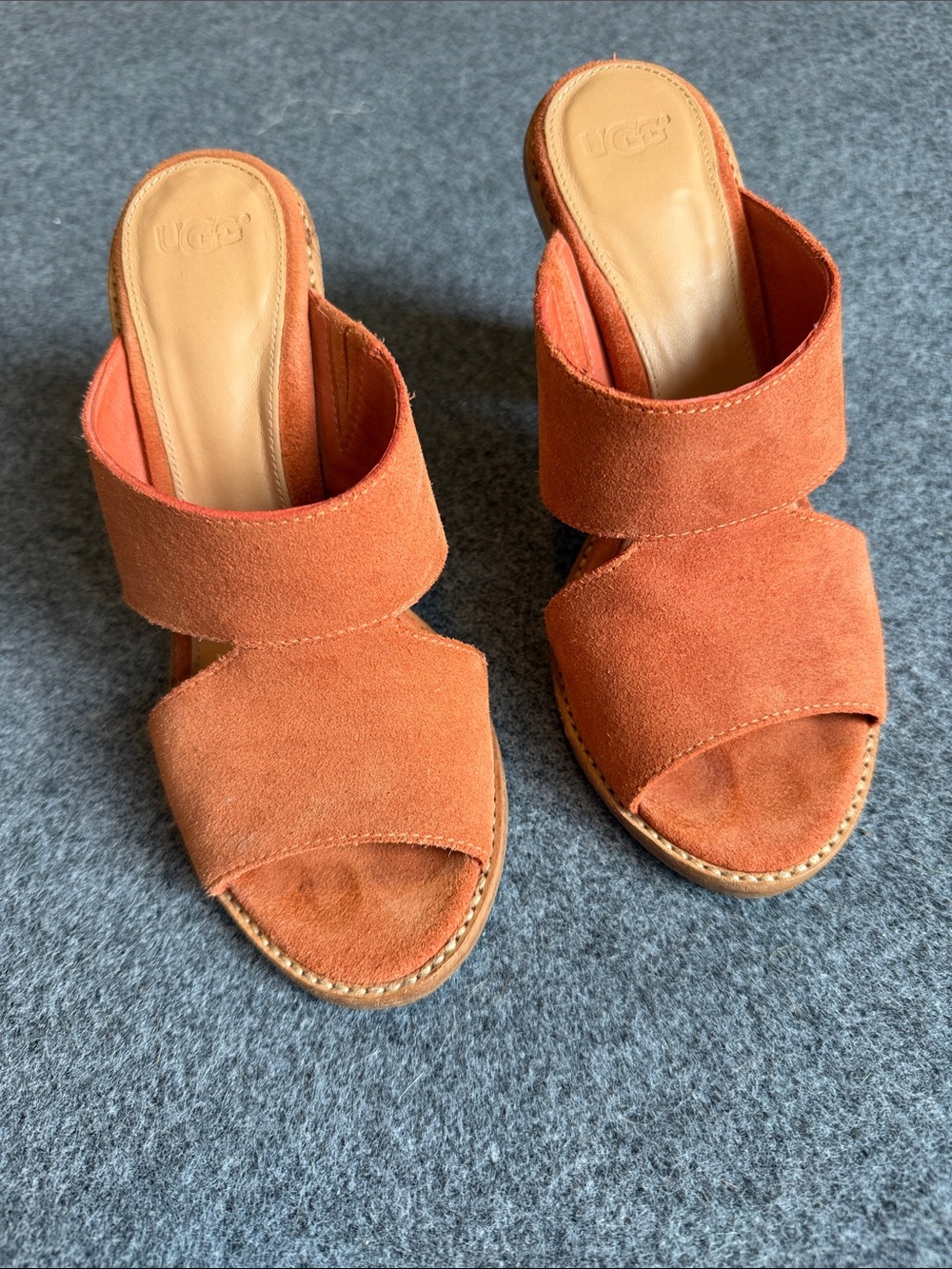 UGG Women’s Orange Suede Slide Sandals